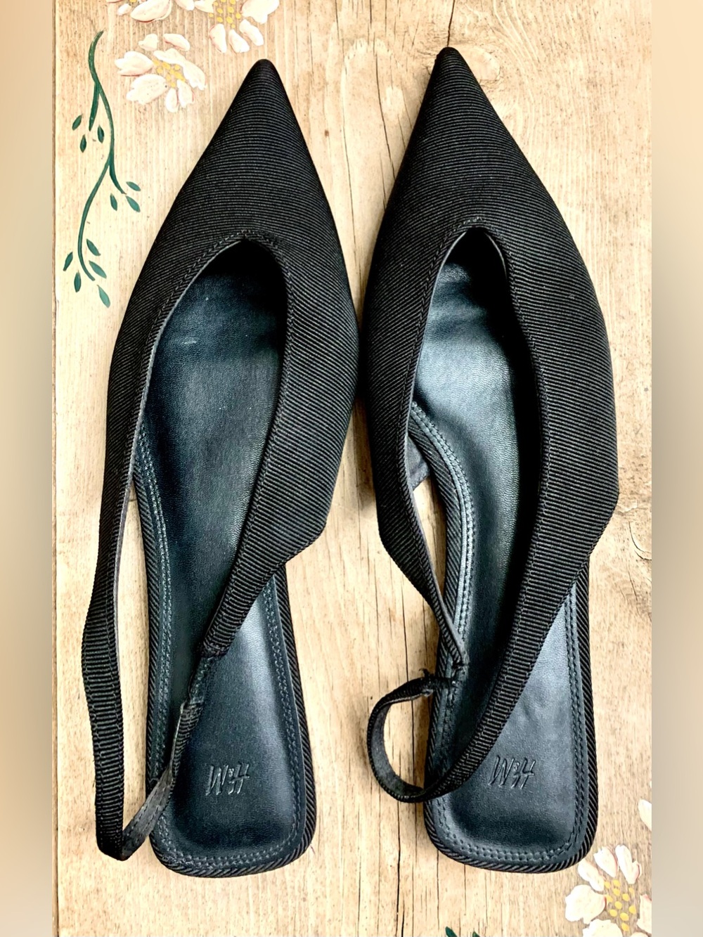 H&M Black Pointed Slingback Flats